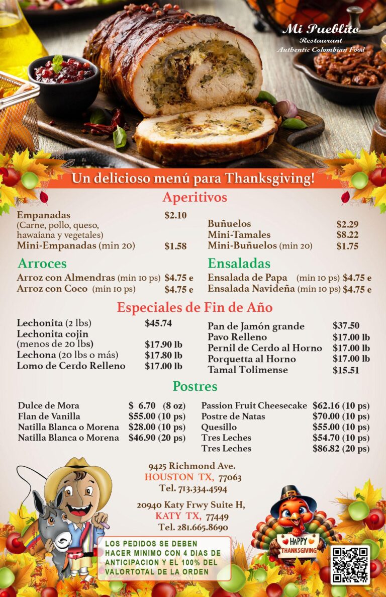 Thanksgiving special menu