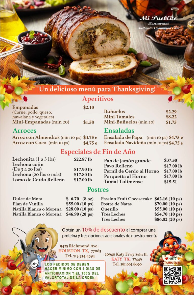 Thanksgiving special menu